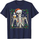 Funny Skeleton Santa Hat Drinking Bourbon Whiskey Christmas T-Shirt - T-Shirt | Navy