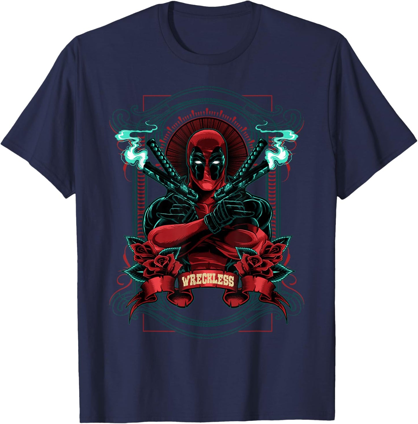 Marvel Deadpool Wreckless Portrait Small T-Shirt - T-Shirt | Navy