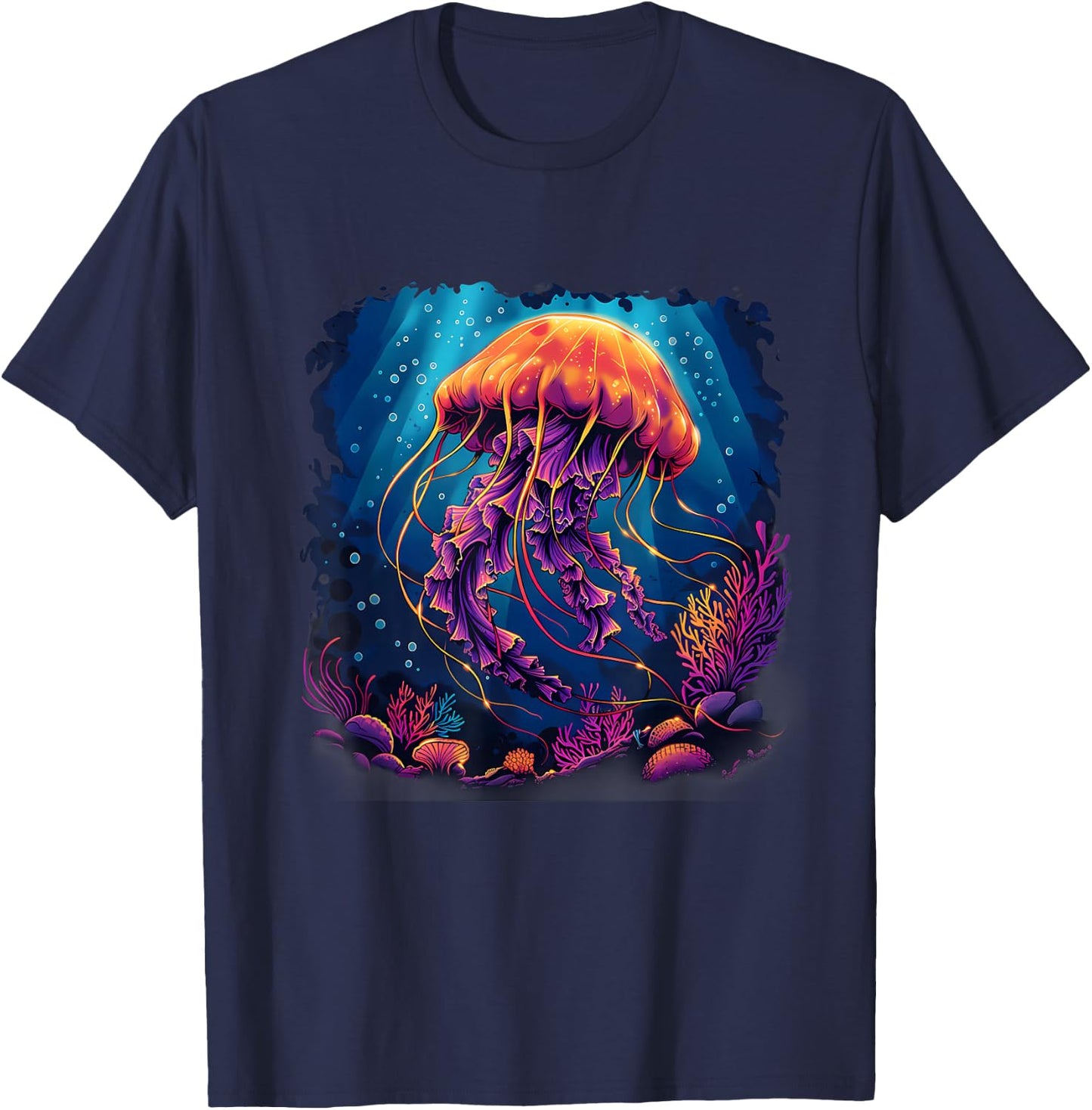 Jellyfish Artwork Motif Marine Mammal Sea Ocean Jellyfish T-Shirt - T-Shirt | Navy