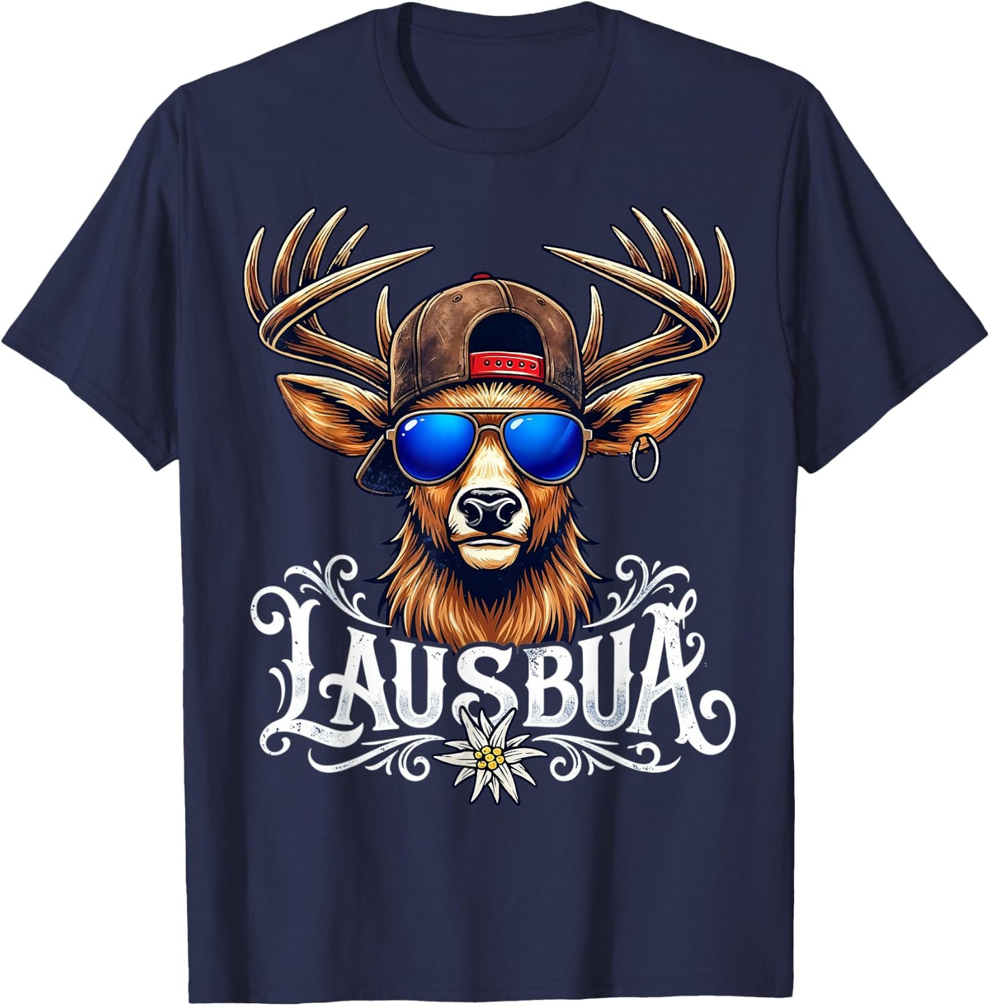 Trachten Kinder Trachtenshirt Herren Jungen Lausbua T-Shirt - T-Shirt | Navy