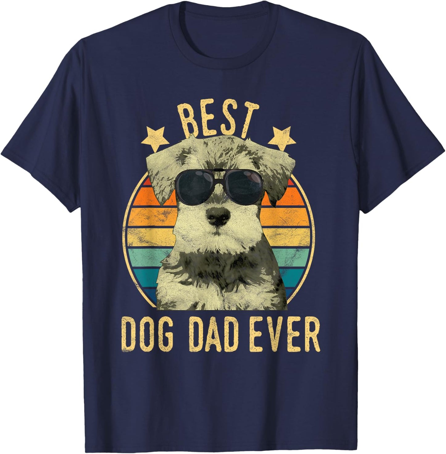 Best Dog Dad Ever Miniature Schnauzer Father's Day Gift T-Shirt - T-Shirt | Navy