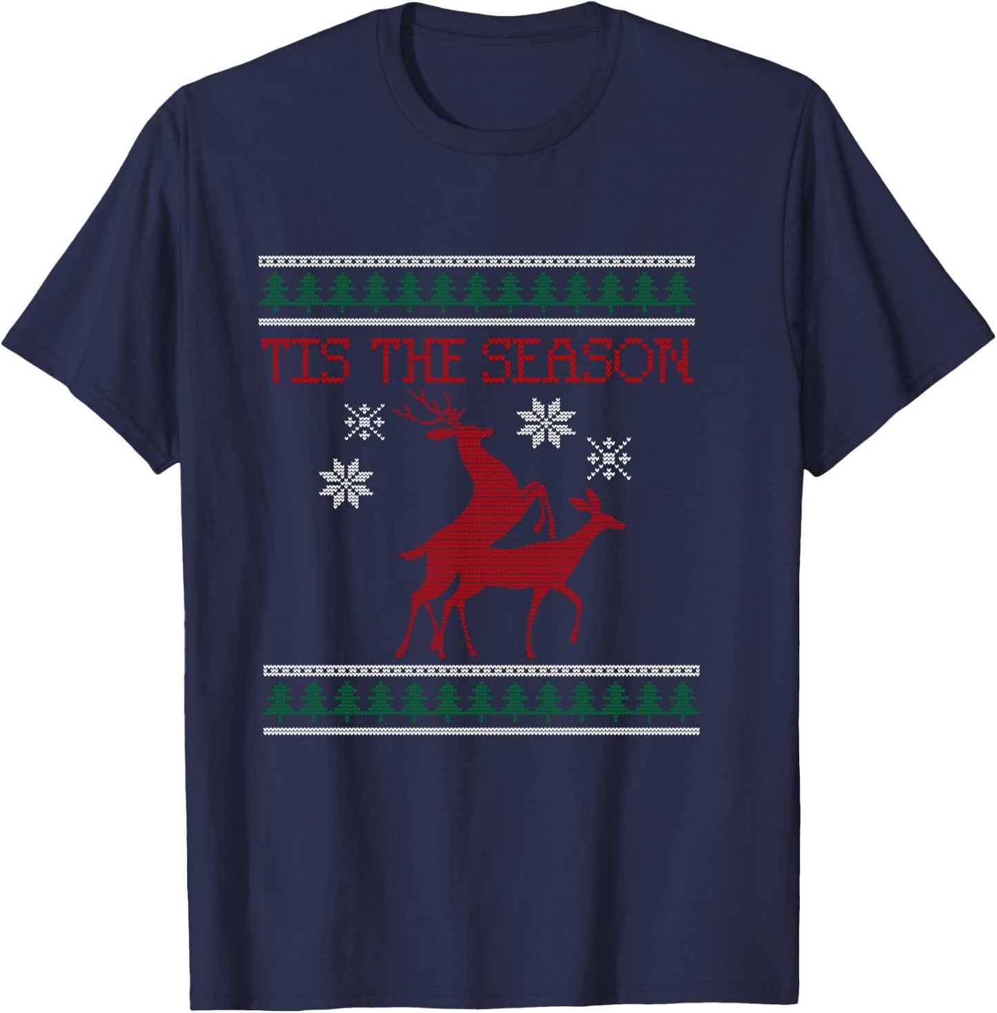 Deer Humping Christmas Shirt, Tis The Season T-Shirt - T-Shirt | Navy