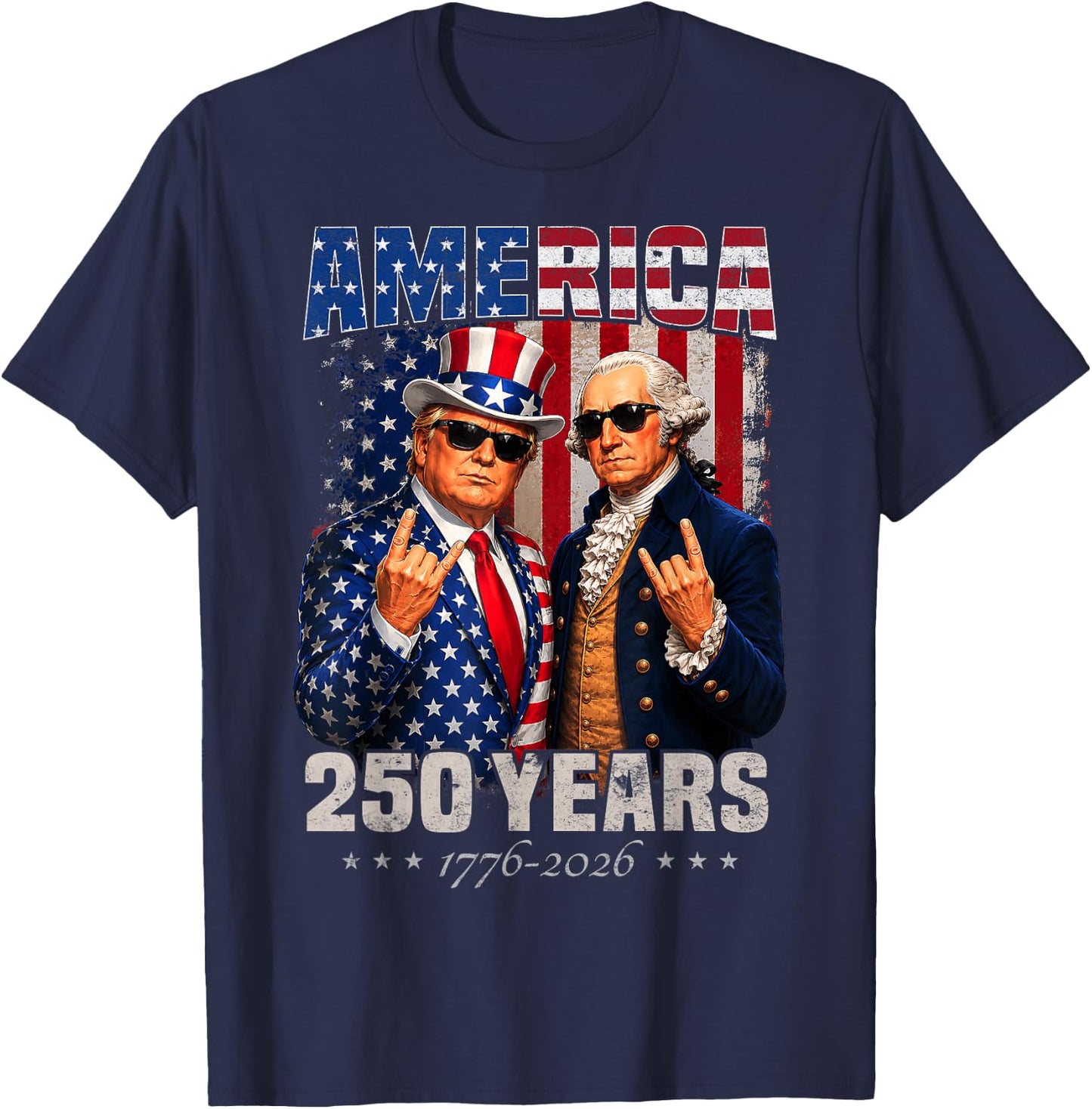Vintage Trump Washington 250 Years America Anniversary 250th T-Shirt - T-Shirt | Navy