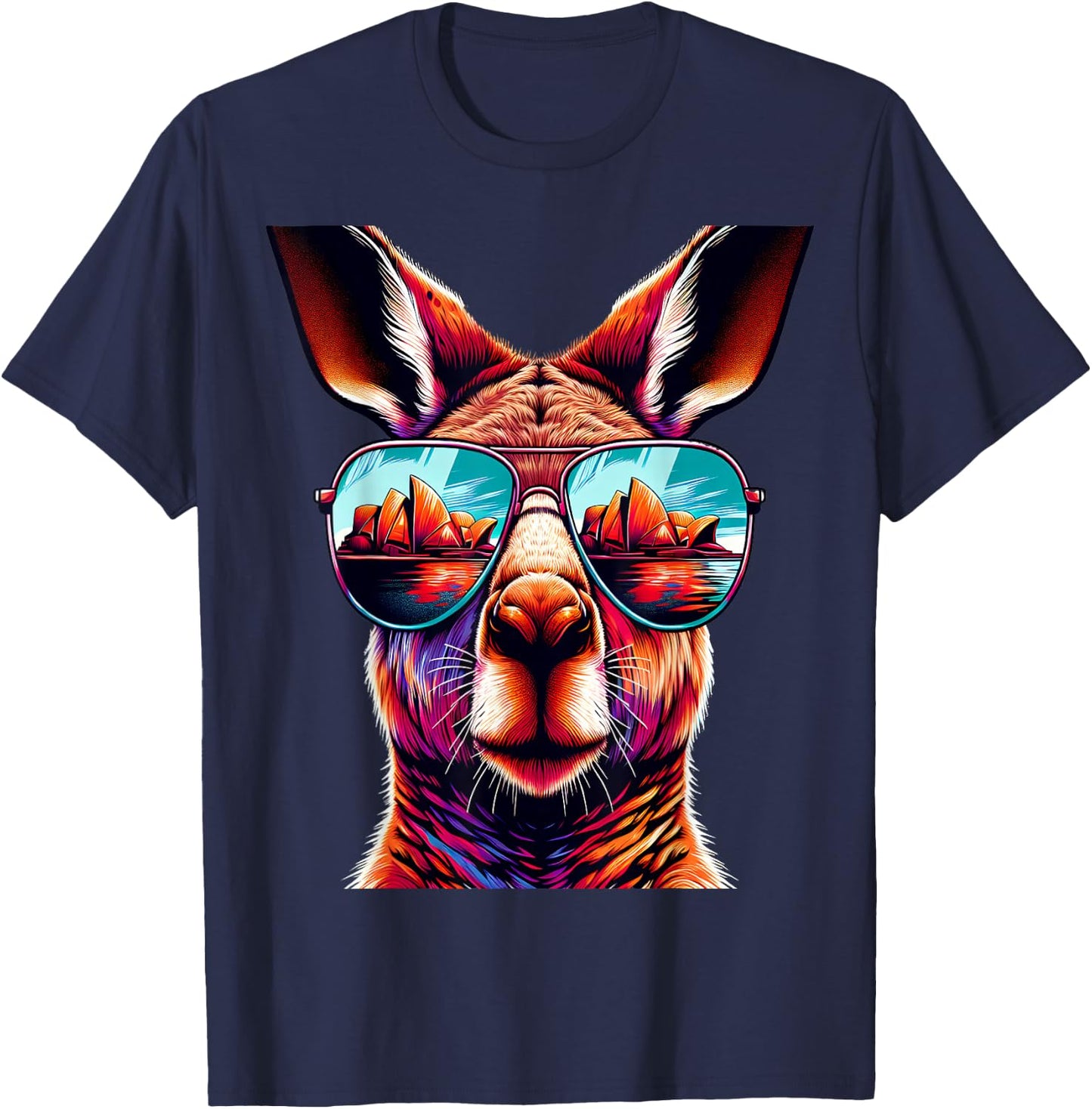 Kangaroo Wearing Sunglass Cool Kangaroos Australia T-Shirt - T-Shirt | Navy