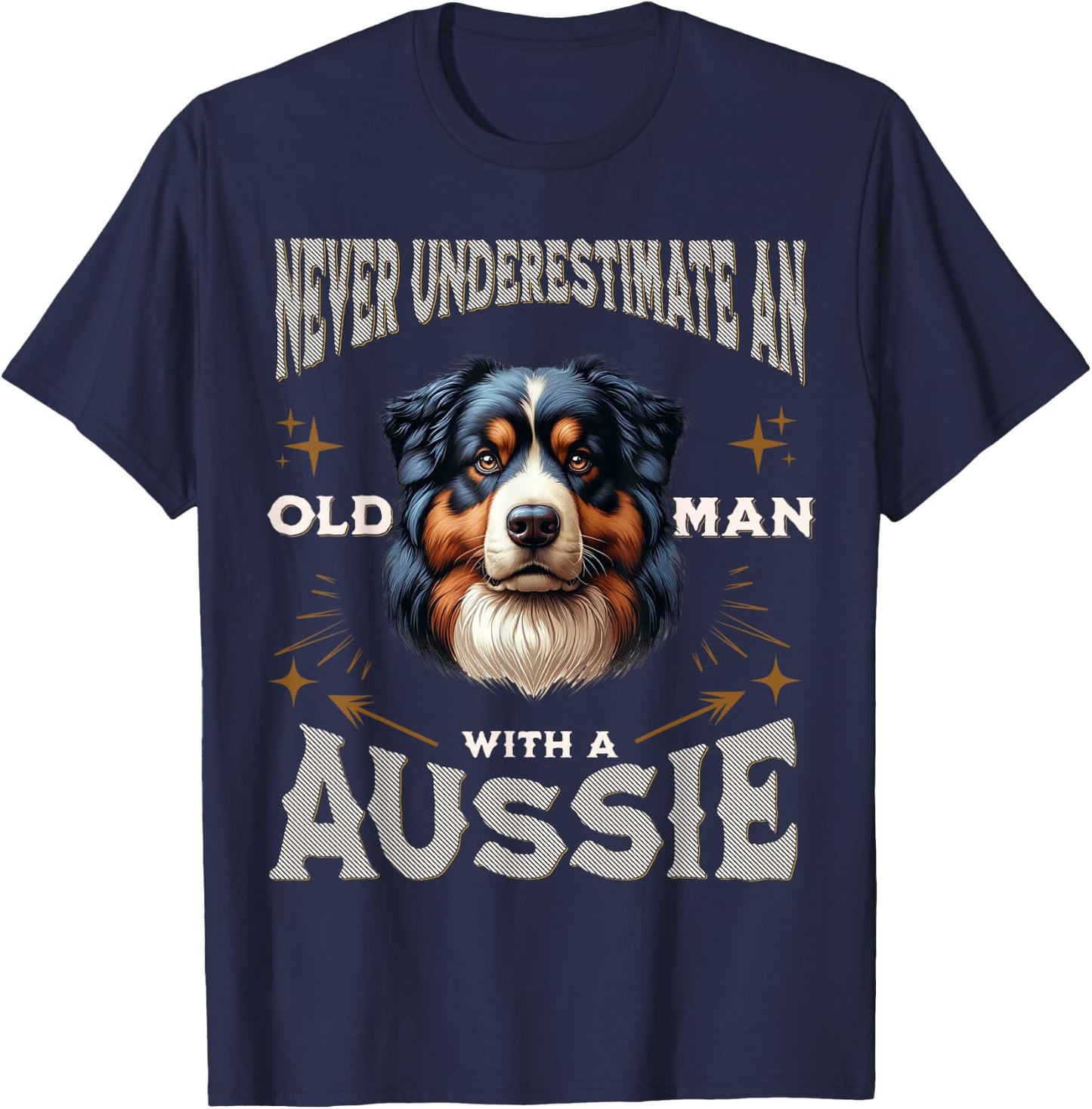 Funny Australian Shepherd Design Dad Grandpa Aussie T-Shirt - T-Shirt | Navy