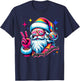 Colorful Santa Claus Peace Sign Hippie Christmas Holiday T-Shirt - T-Shirt | Navy