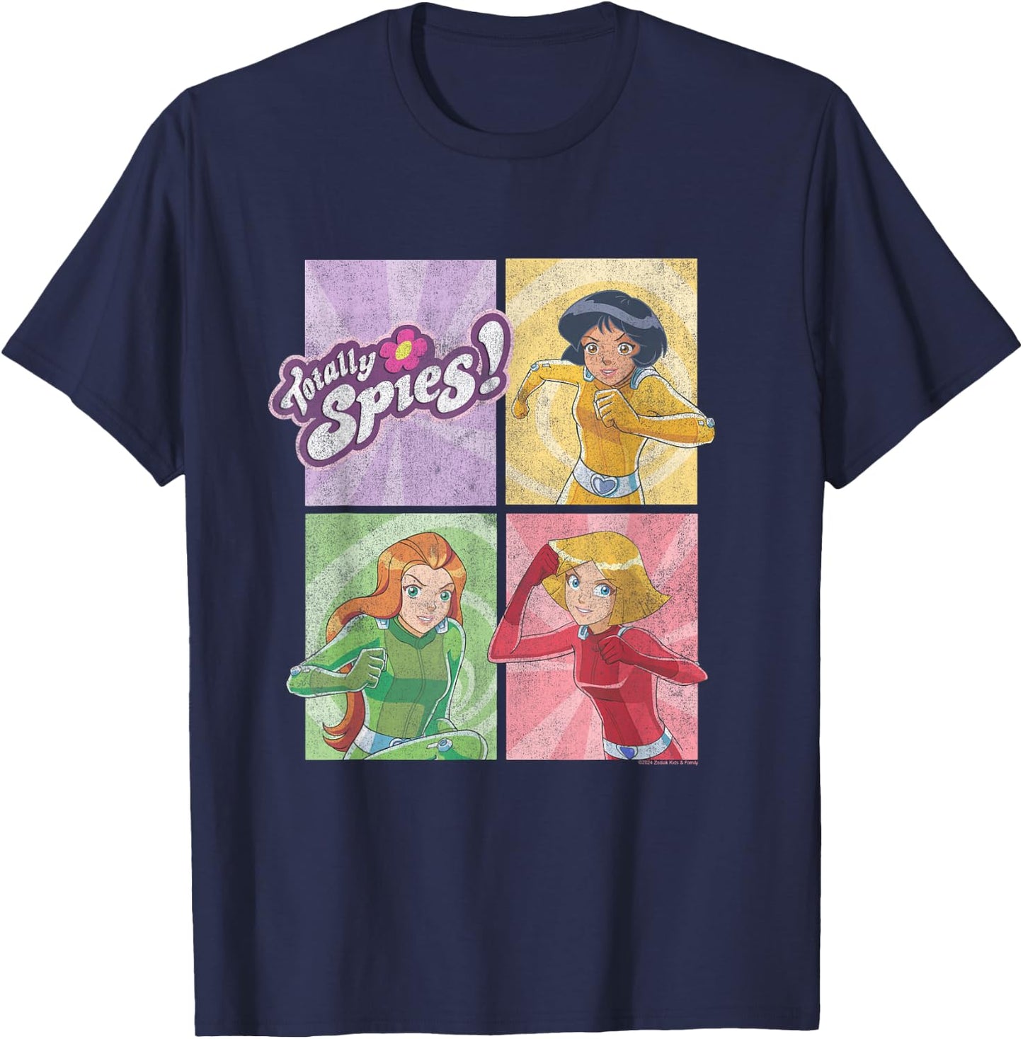 Totally Spies! Four Block Characters & Logo T-Shirt - T-Shirt | Navy