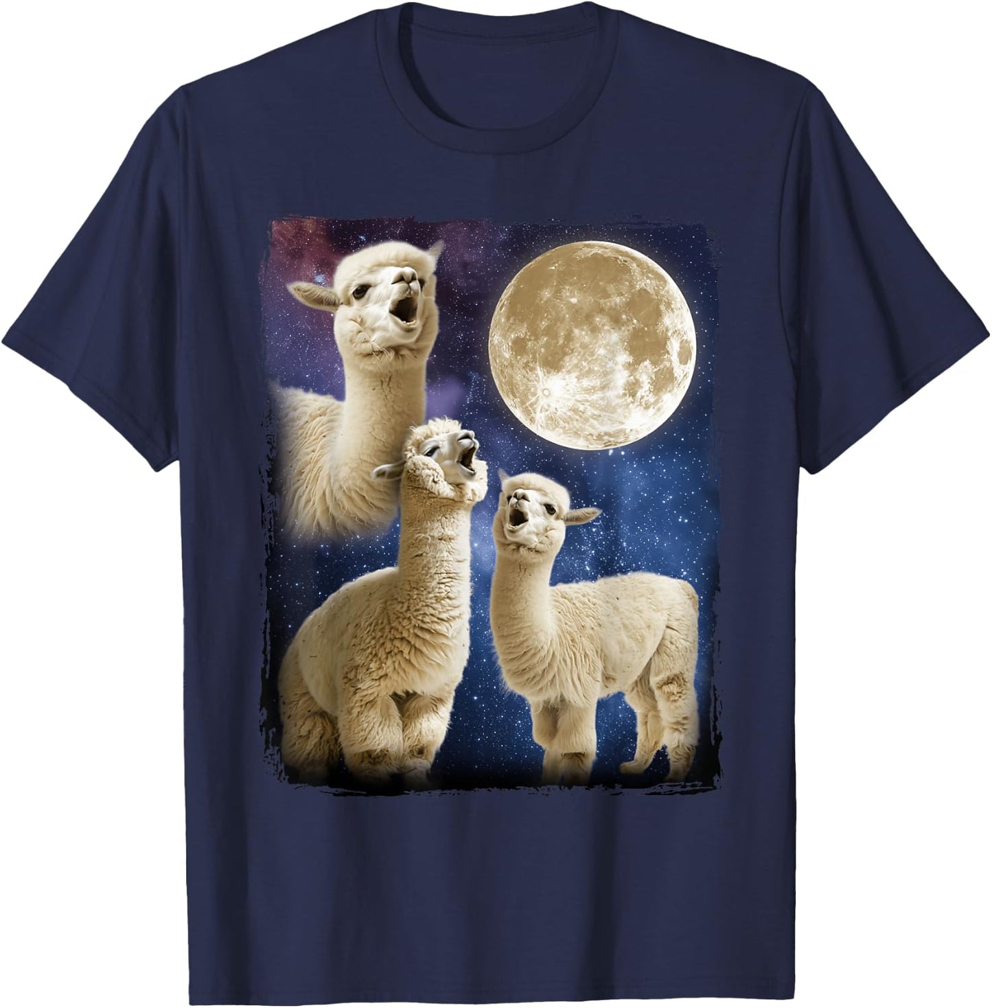 Alpaca Howling Moon T-Shirt - T-Shirt | Navy