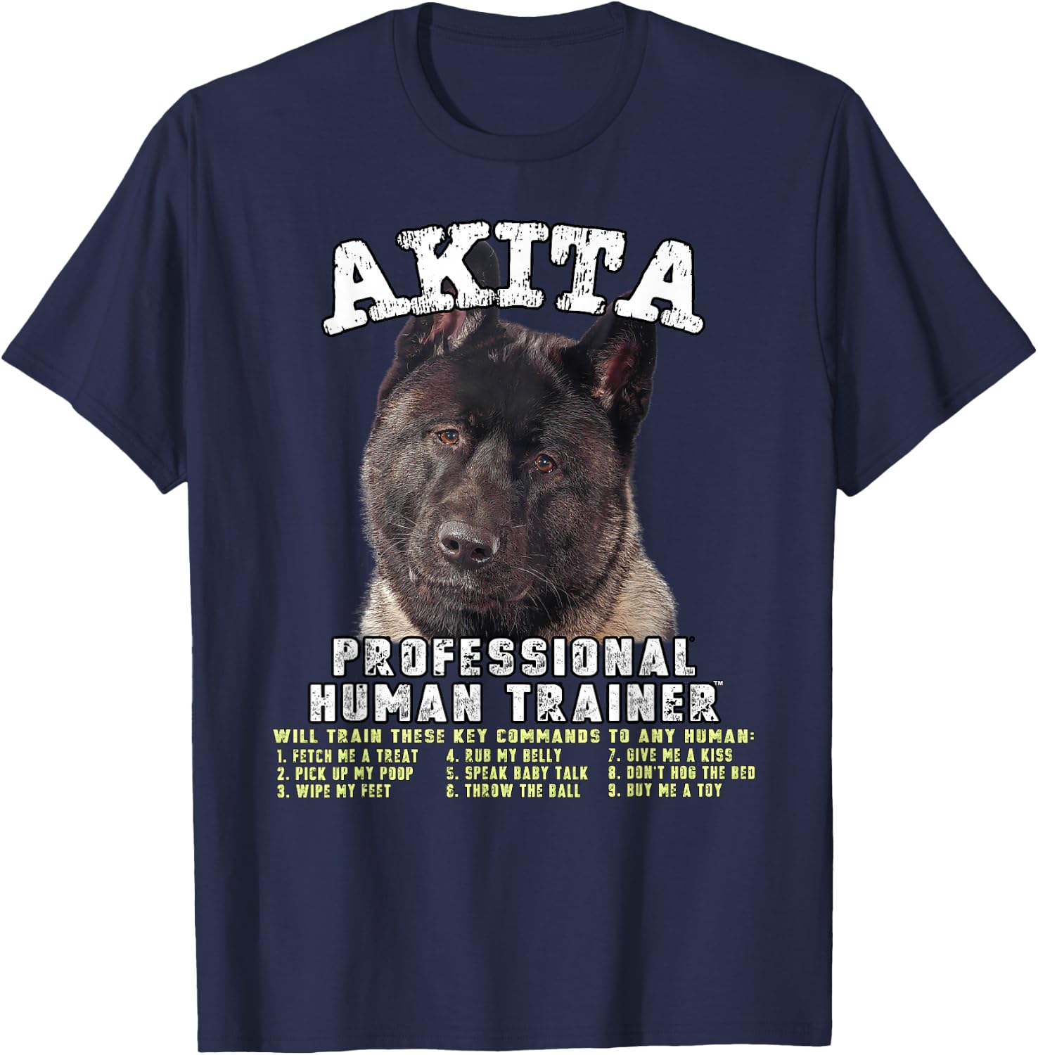 Akita Black Professional Human Trainer T-Shirt - T-Shirt | Navy