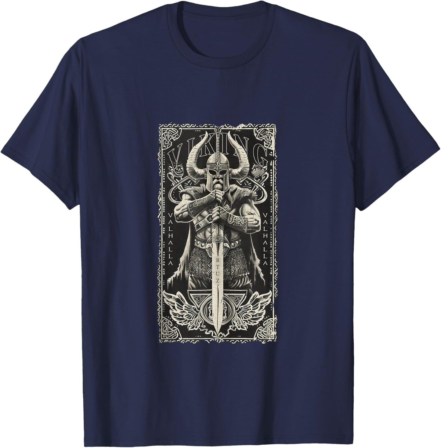 Valhalla Odin Thor Runes Viking Helmet Warrior Viking T-Shirt - T-Shirt | Navy