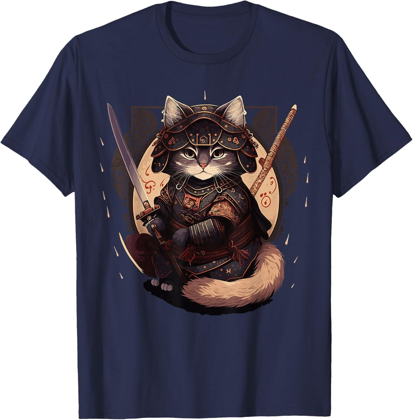 Samurai Cat Warrior Japanische Ninja Katze Kawaii T-Shirt - T-Shirt | Navy