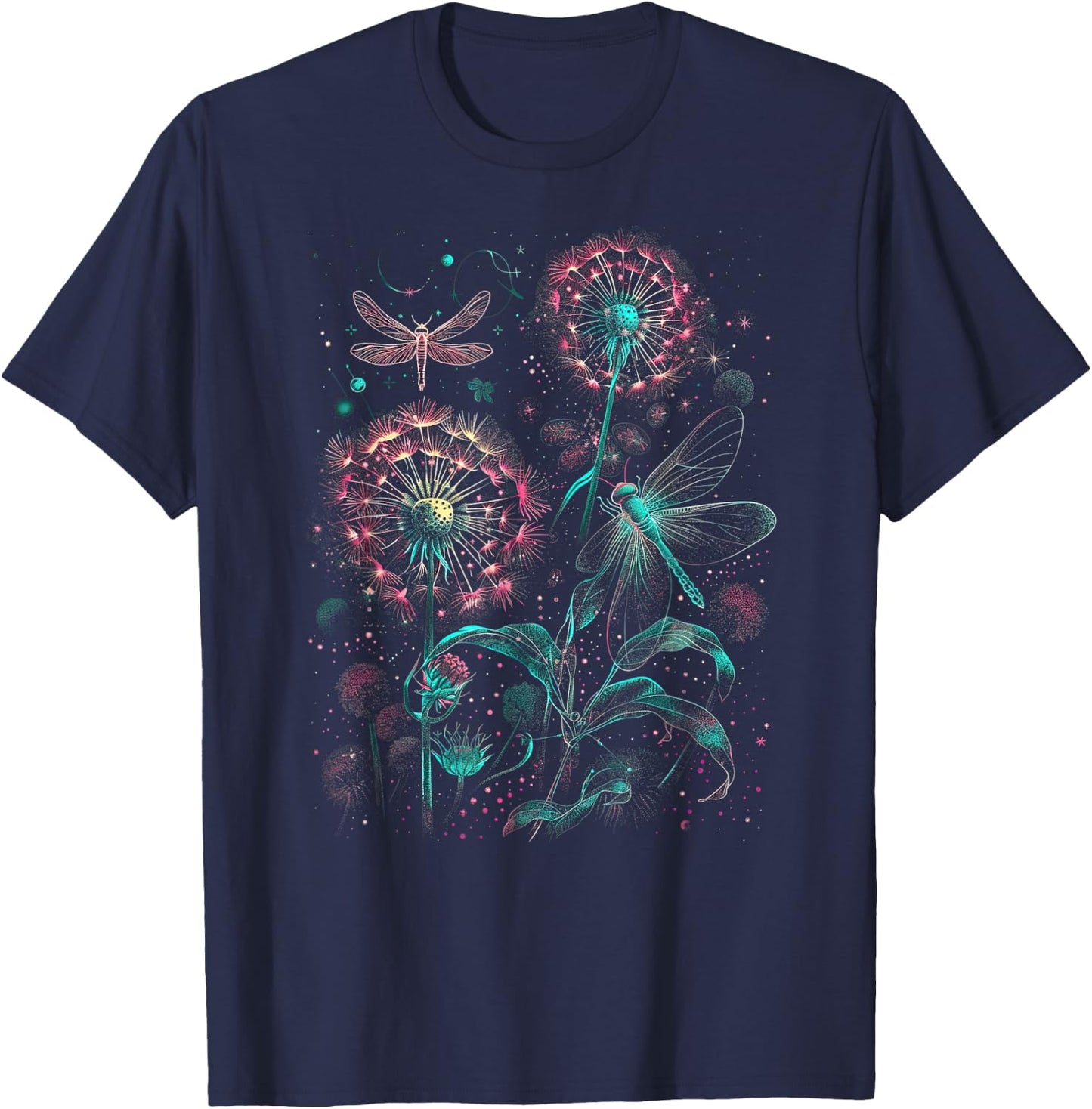 Dandelion Puff Ball with Dragonfly T-Shirt - T-Shirt | Navy