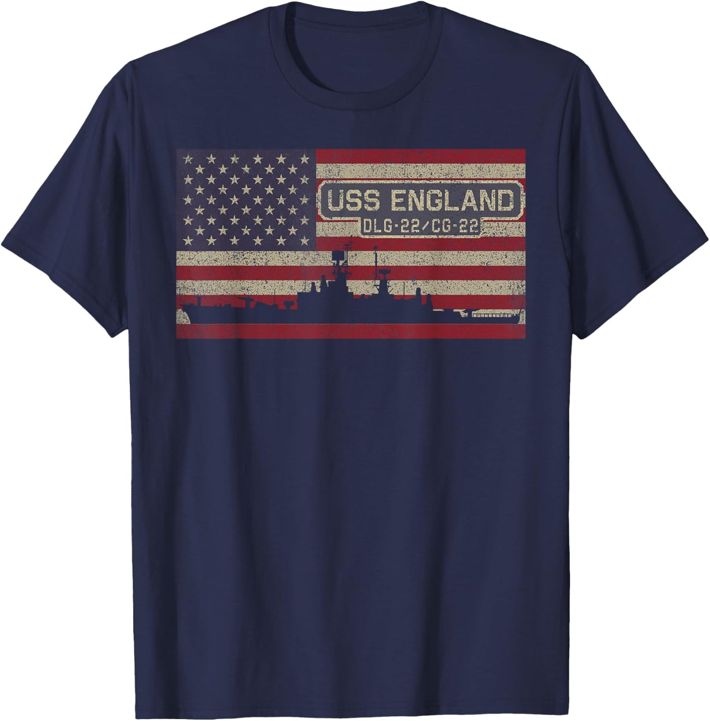 USS England DLG-22 CG-22 Destroyer Cruiser Ship USA Flag Women Kids Men T-Shirt - T-Shirt | Navy