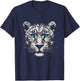 Leopard Cheetah Jaguar Face With Nordic Blue Eyes T-Shirt - T-Shirt | Navy