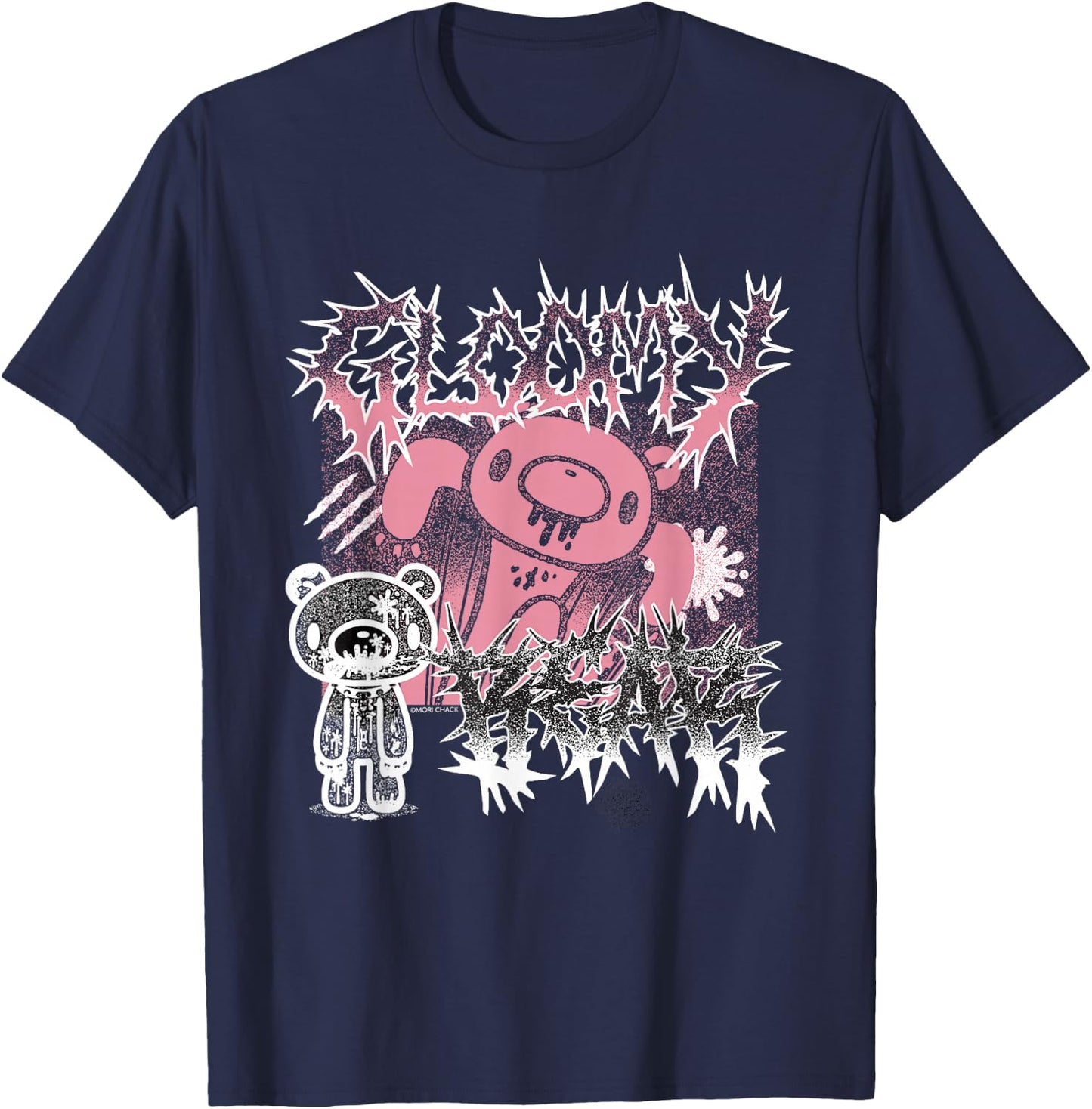Gloomy Bear The Naughty Grizzly Metal Band Text Anime Manga T-Shirt - T-Shirt | Navy