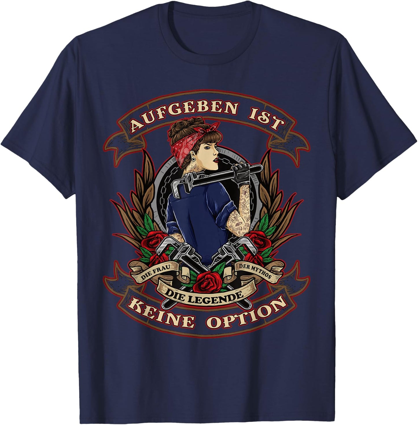 Aufgeben ist keine Option Damen Frauen-Power T-Shirt - T-Shirt | Navy