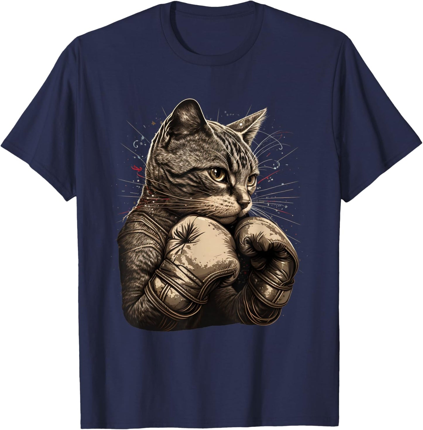 Boxing Cat Boxer Funny Cat Graphic T-Shirt - T-Shirt | Navy