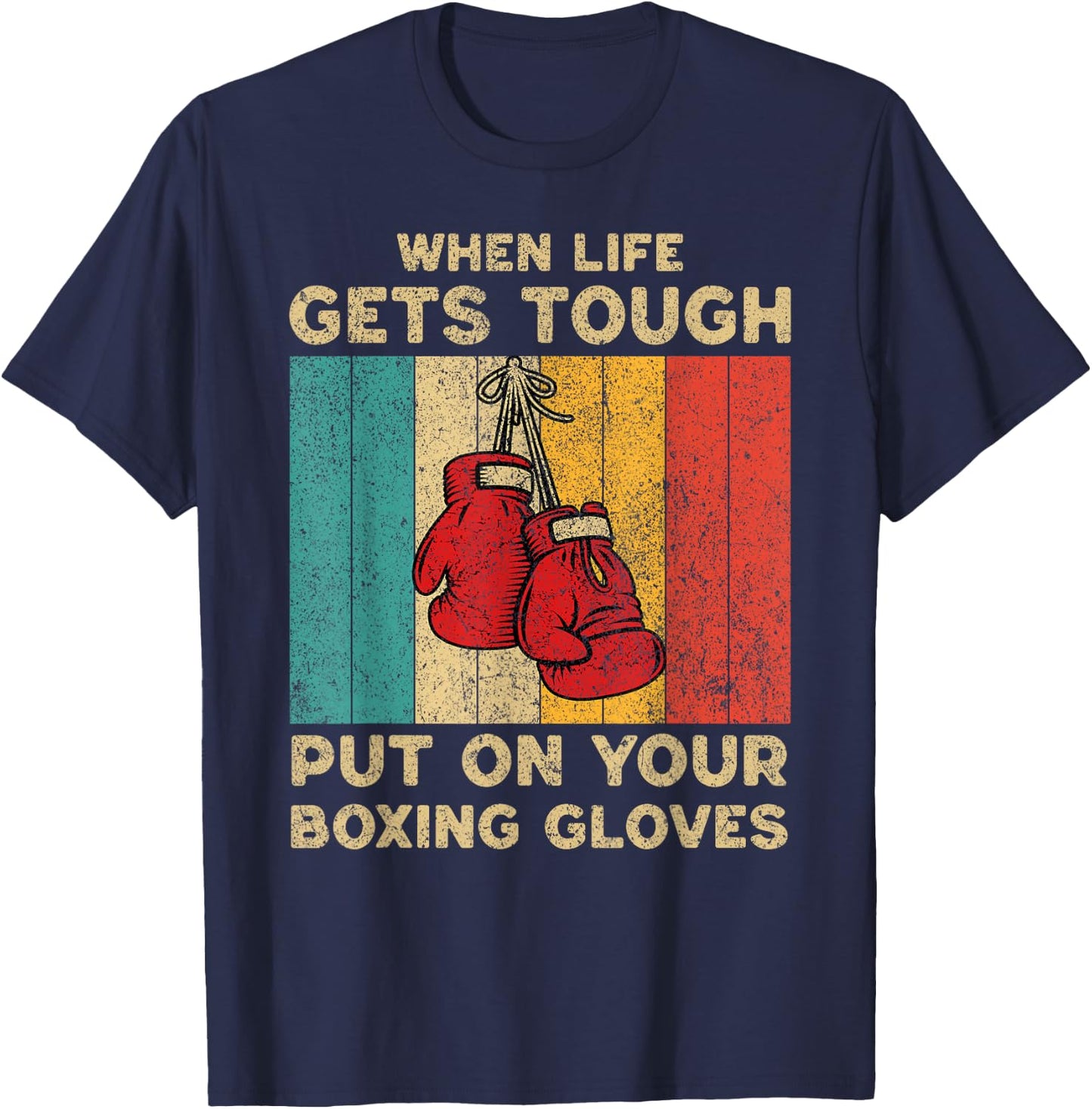 She Will Punch You In The Face Vintage Boxing Boxer T-Shirt - T-Shirt | Navy