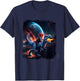 Chat chevauchant un dinosaure T-Rex Image Like Galaxy Cat Sci-Fi T-Shirt - T-Shirt | Navy