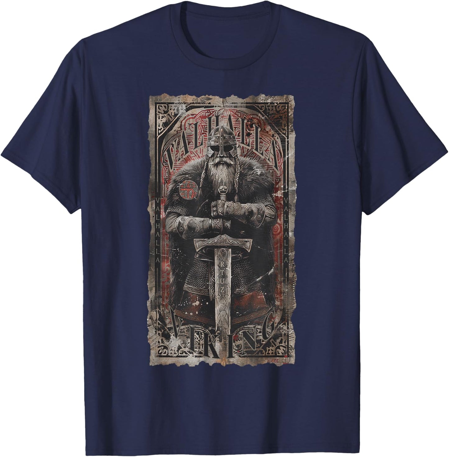Valhalla Odin Thor Runes Viking Helmet Warrior Viking T-Shirt - T-Shirt | Navy