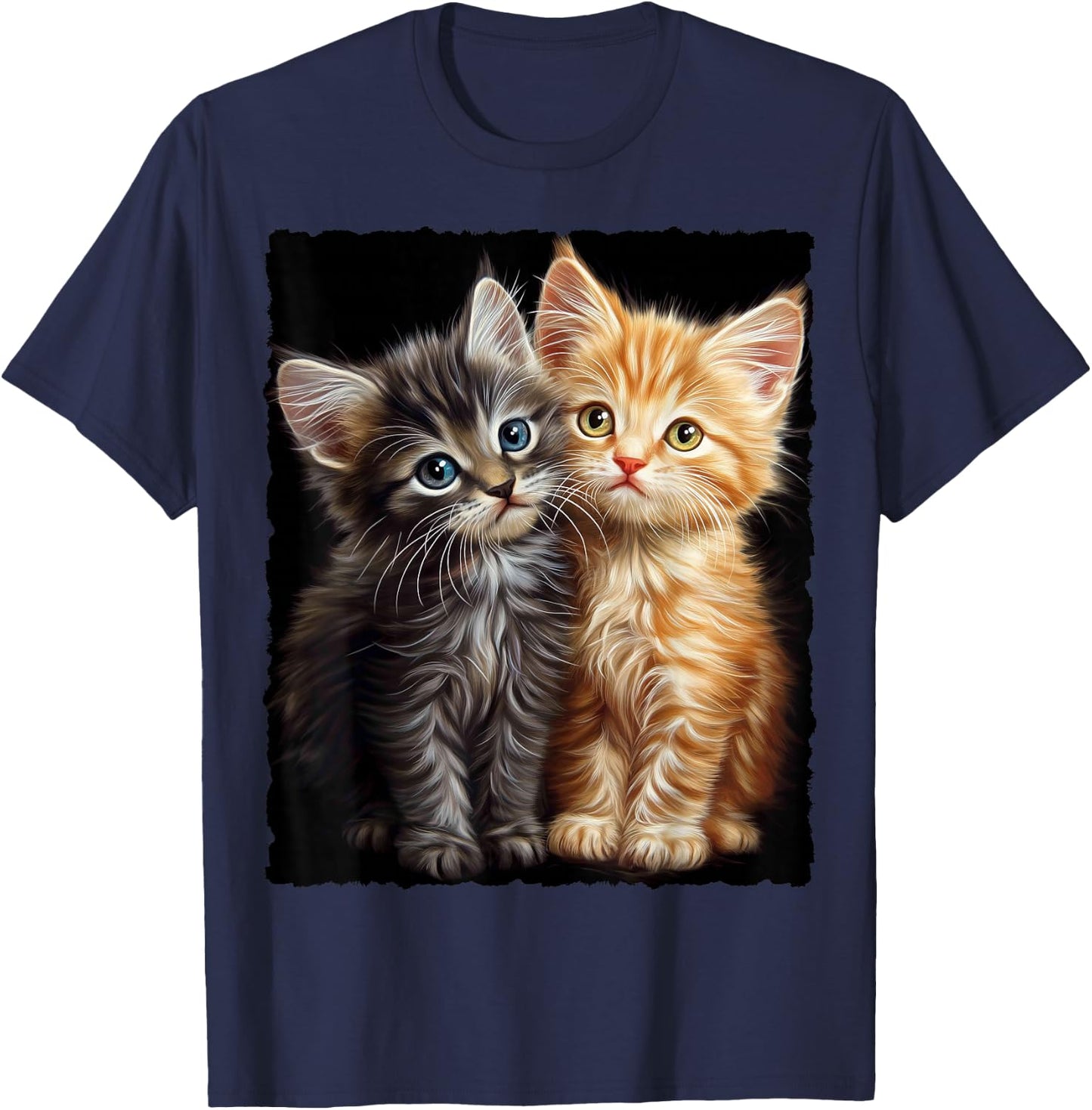 Cute Magic Cat Kitten Fantasy Art , black T-Shirt - T-Shirt | Navy