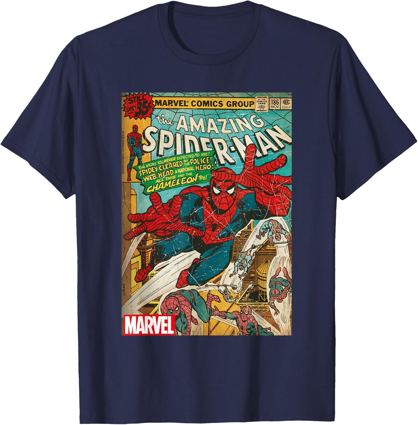 Marvel Spider-Man Vintage Comic Cover , black T-Shirt - T-Shirt | Navy