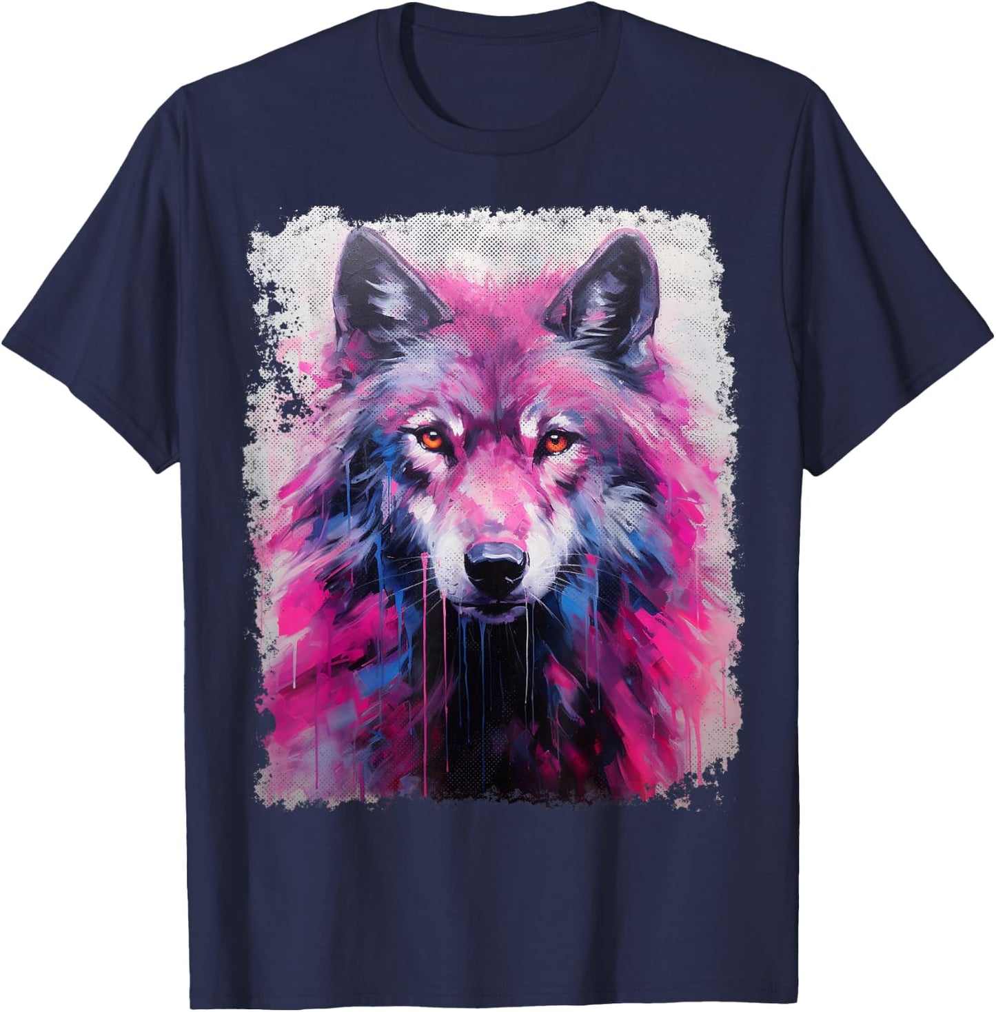 A Wolf Graphic Pink T-Shirt - T-Shirt | Navy