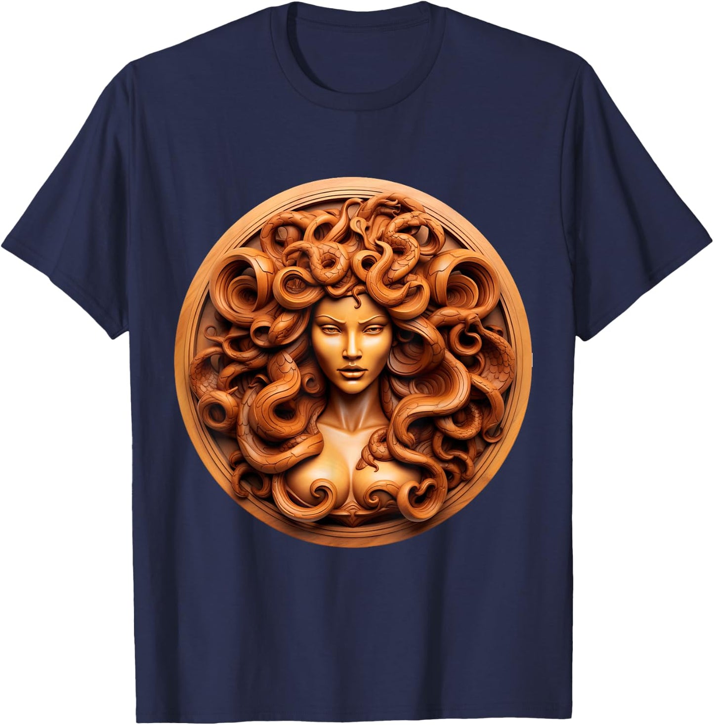Medusahead Greek Mythology Ancient Snake Hair T-Shirt - T-Shirt | Navy