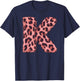 Letter K Cheetah Leopard Print Pink Initial Zebra Matching T-Shirt - T-Shirt | Navy
