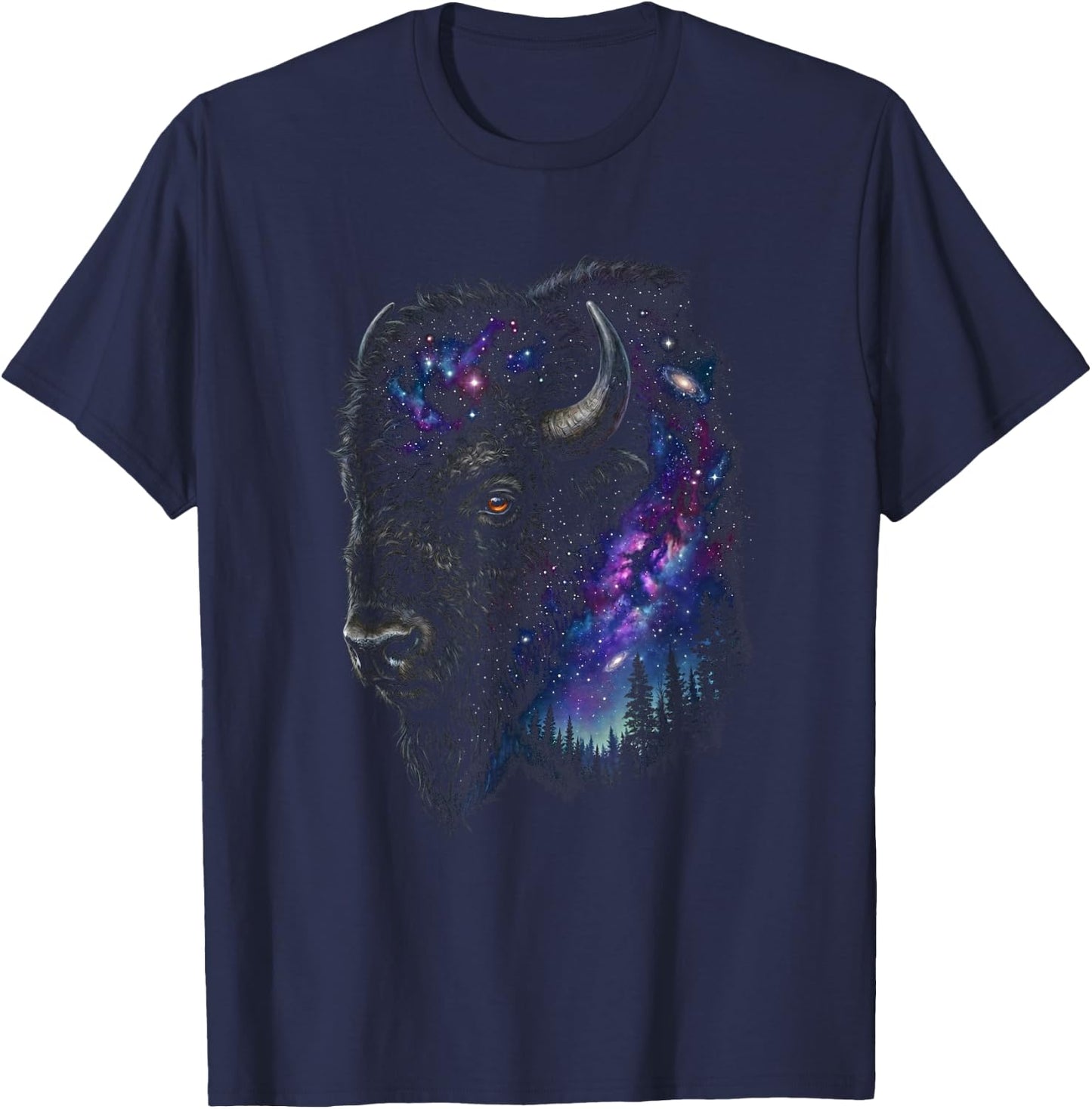 Galaxy Bison Buffalo T-Shirt - T-Shirt | Navy