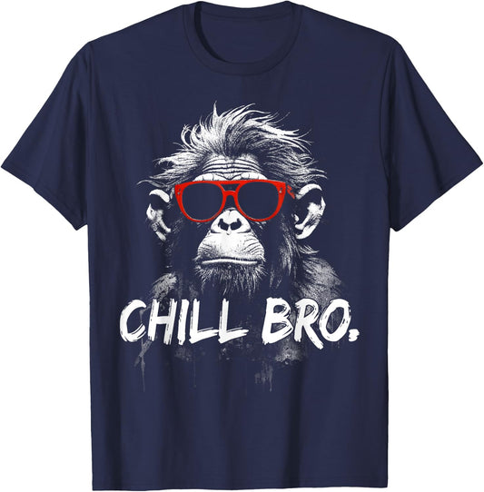 Chill Bro Cool Monkey with Sunglasses Gift Gamer , black T-Shirt - T-Shirt | Navy