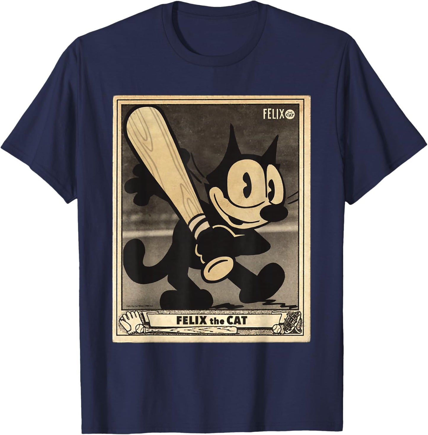 Felix The Cat Vintage Baseball Card Americana T-Shirt - T-Shirt | Navy