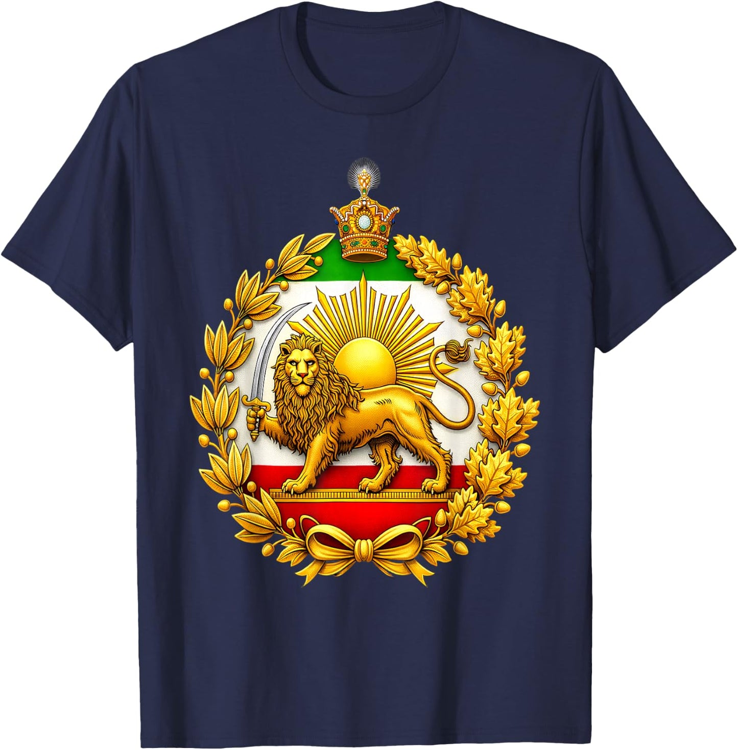 Iran Shir-o-Khorshid Löwe Sonne Persische Flagge Erbe Stolz T-Shirt - T-Shirt | Navy