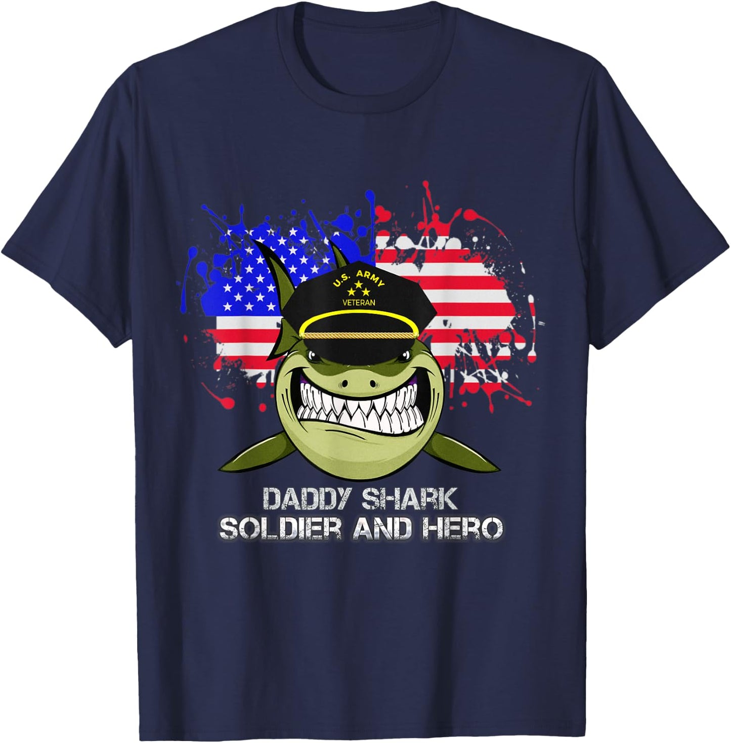 Daddy Shark U.S. army veteran For 4th of July T-Shirt - T-Shirt | Navy