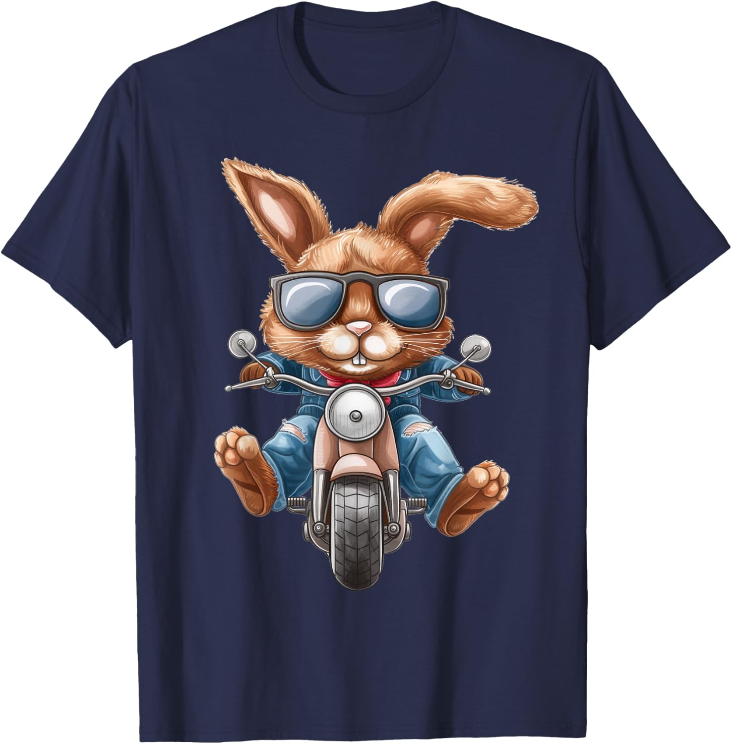 Osterhase Hase Motorrad Motorrad Biker T-Shirt - T-Shirt | Navy