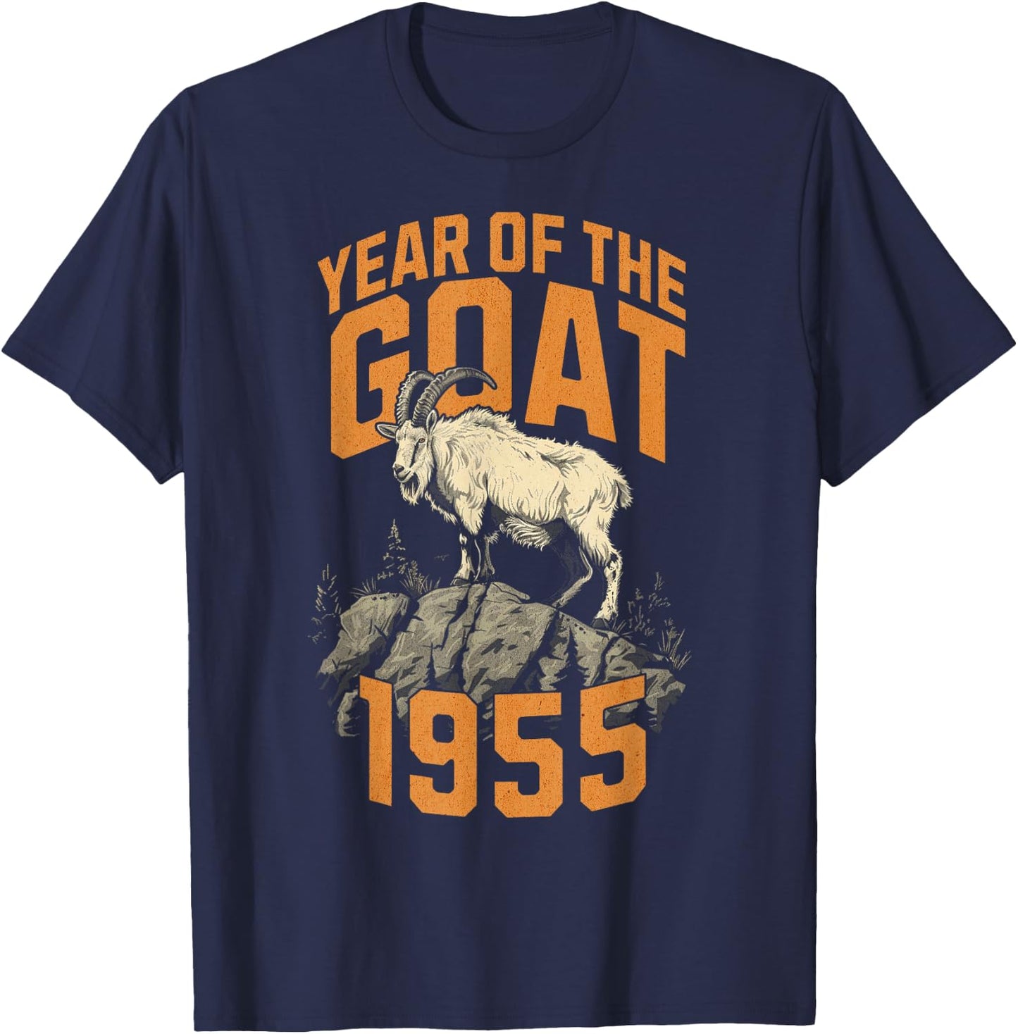 Born in 1955 Year of the Goat Chinese Zodiac Sign T-Shirt - T-Shirt | Navy
