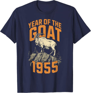 Born in 1955 Year of the Goat Chinese Zodiac Sign T-Shirt - T-Shirt | Navy