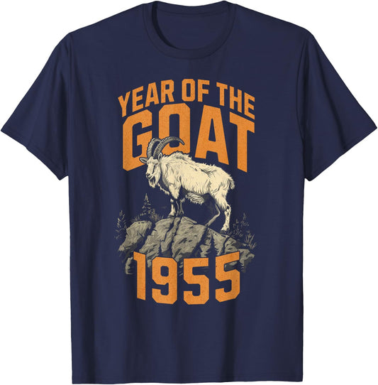 Born in 1955 Year of the Goat Chinese Zodiac Sign T-Shirt - T-Shirt | Navy