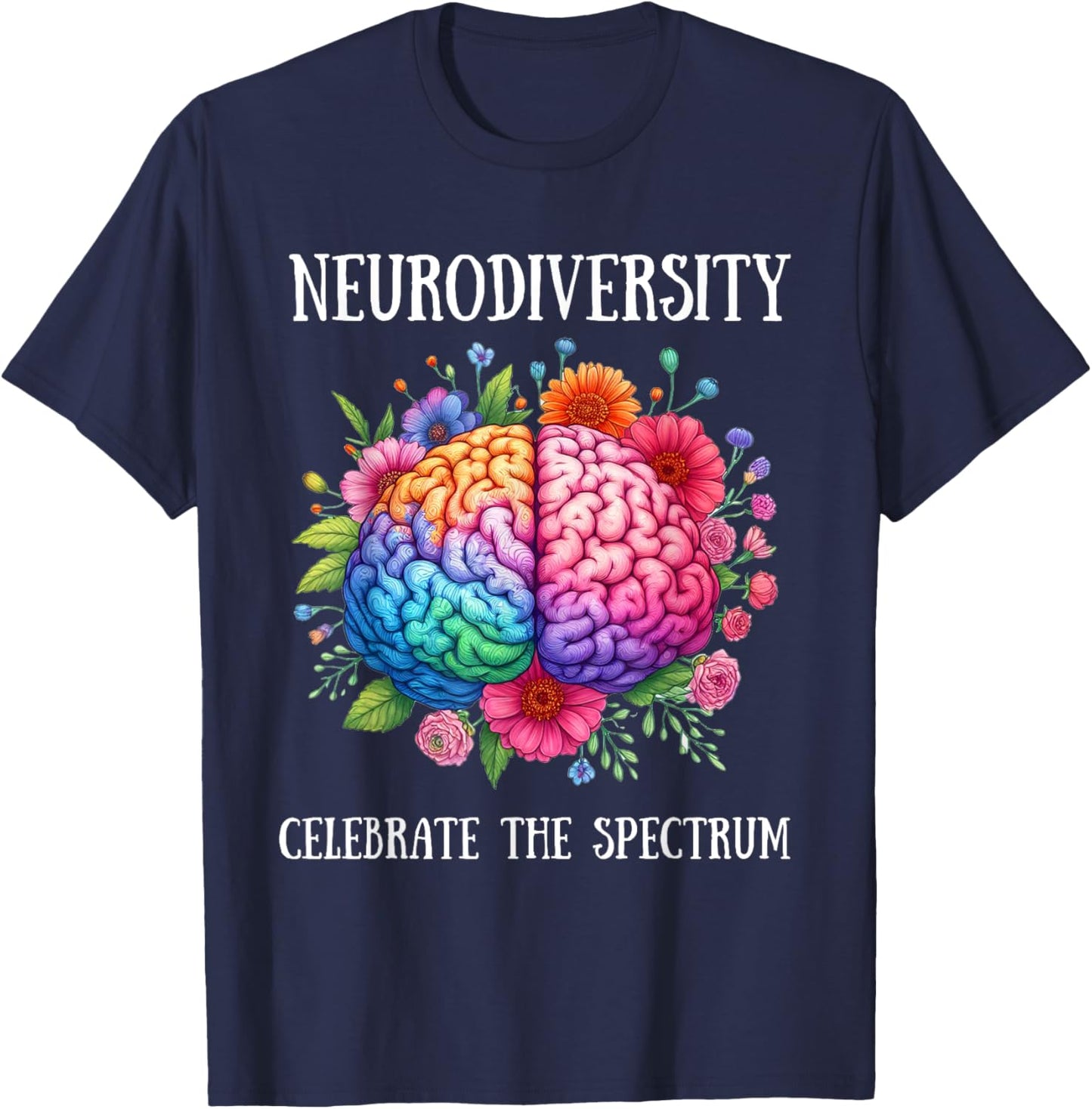 Neurodiversity Brain ADHD Awareness ASD Autism T-Shirt - T-Shirt | Navy