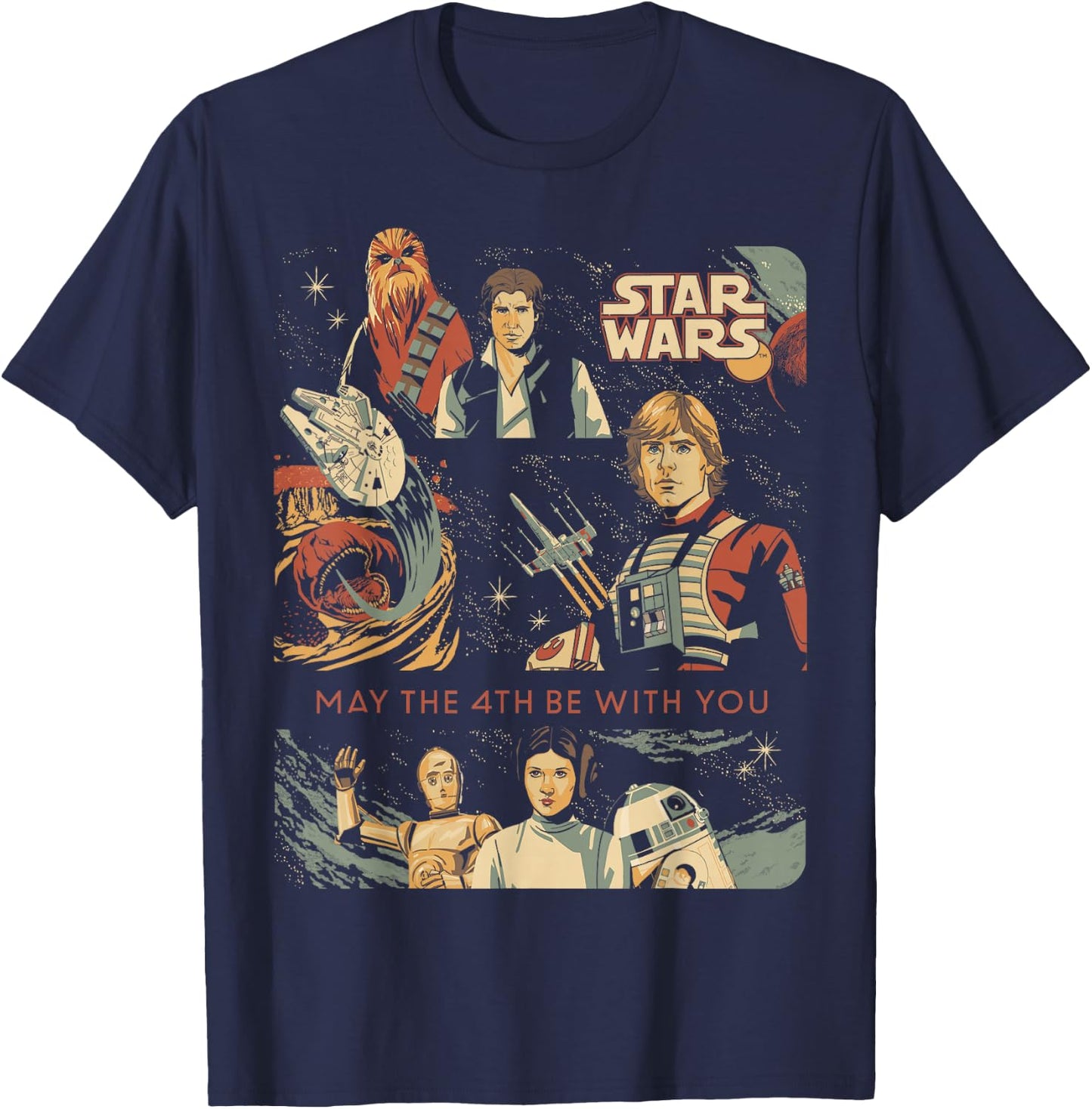 Star Wars May The 4th Be with You Classic Vintage Art T-Shirt - T-Shirt | Navy