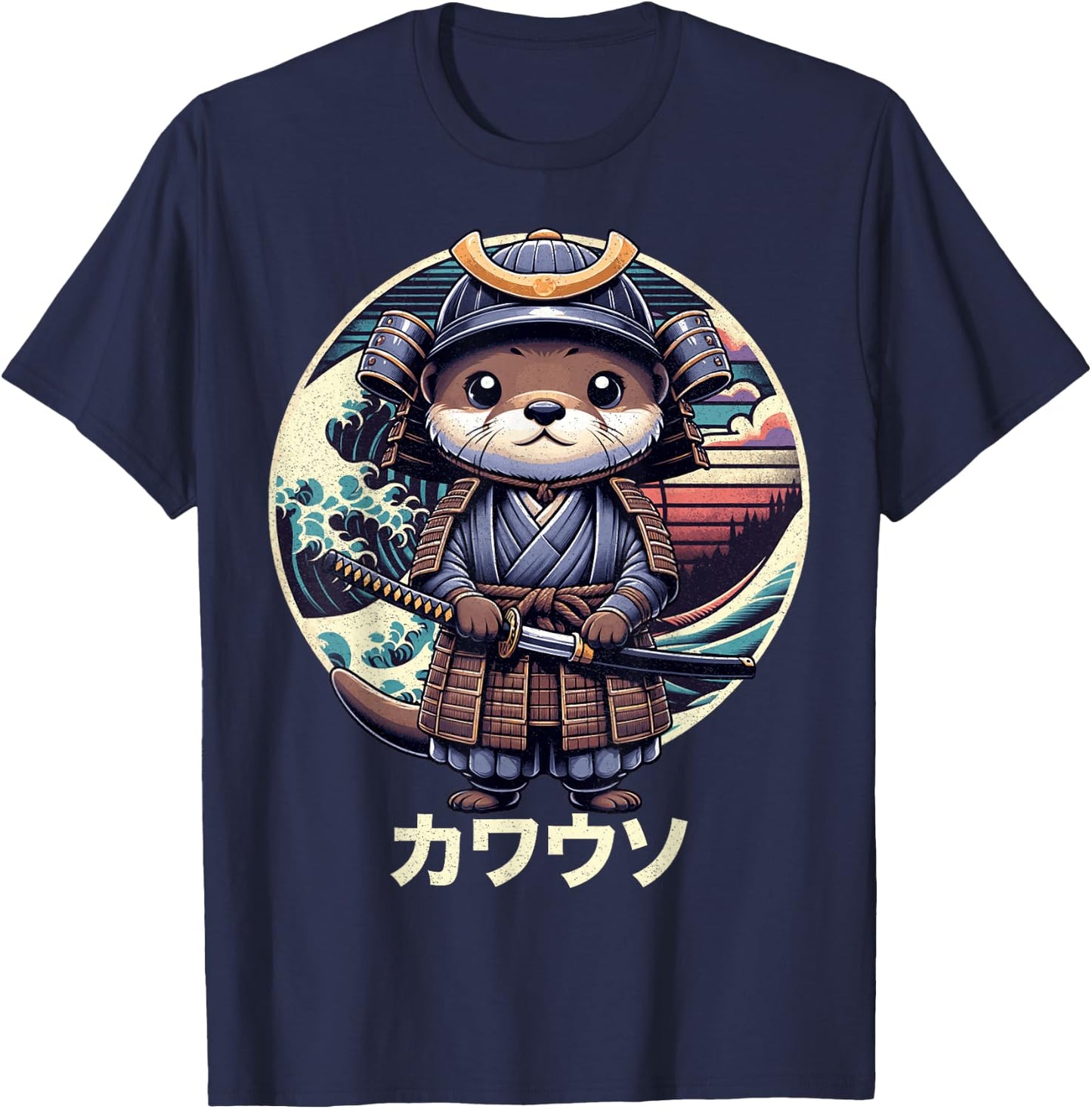 Cool Samurai Otter For Boys Girls Ninja Sea Otter Lover T-Shirt - T-Shirt | Navy