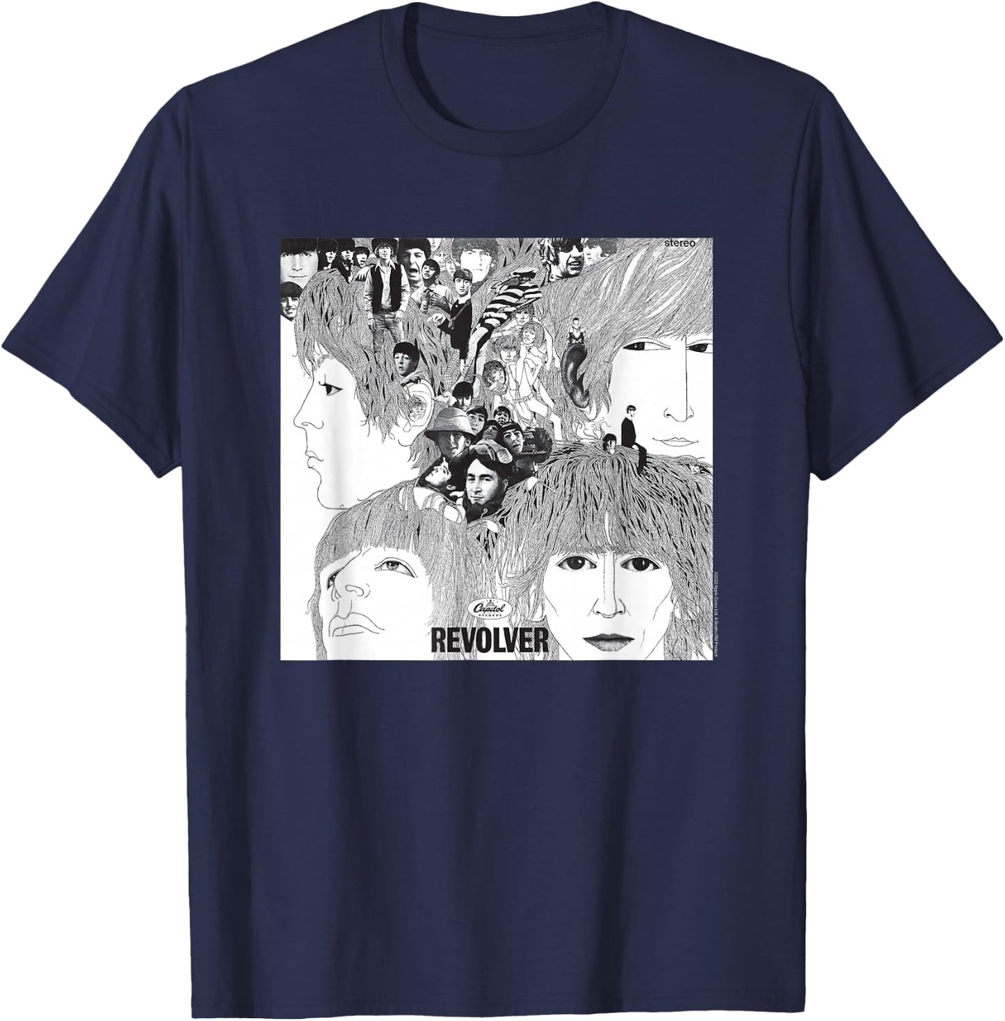The Beatles - Revolver Albumcover Schwarz Erwachsene Small Retro Halbarm Crew-Ausschnitt Klassisch Musik Beatles Fans, Musikliebhaber, Alle Altersgruppen T-Shirt - T-Shirt | Navy