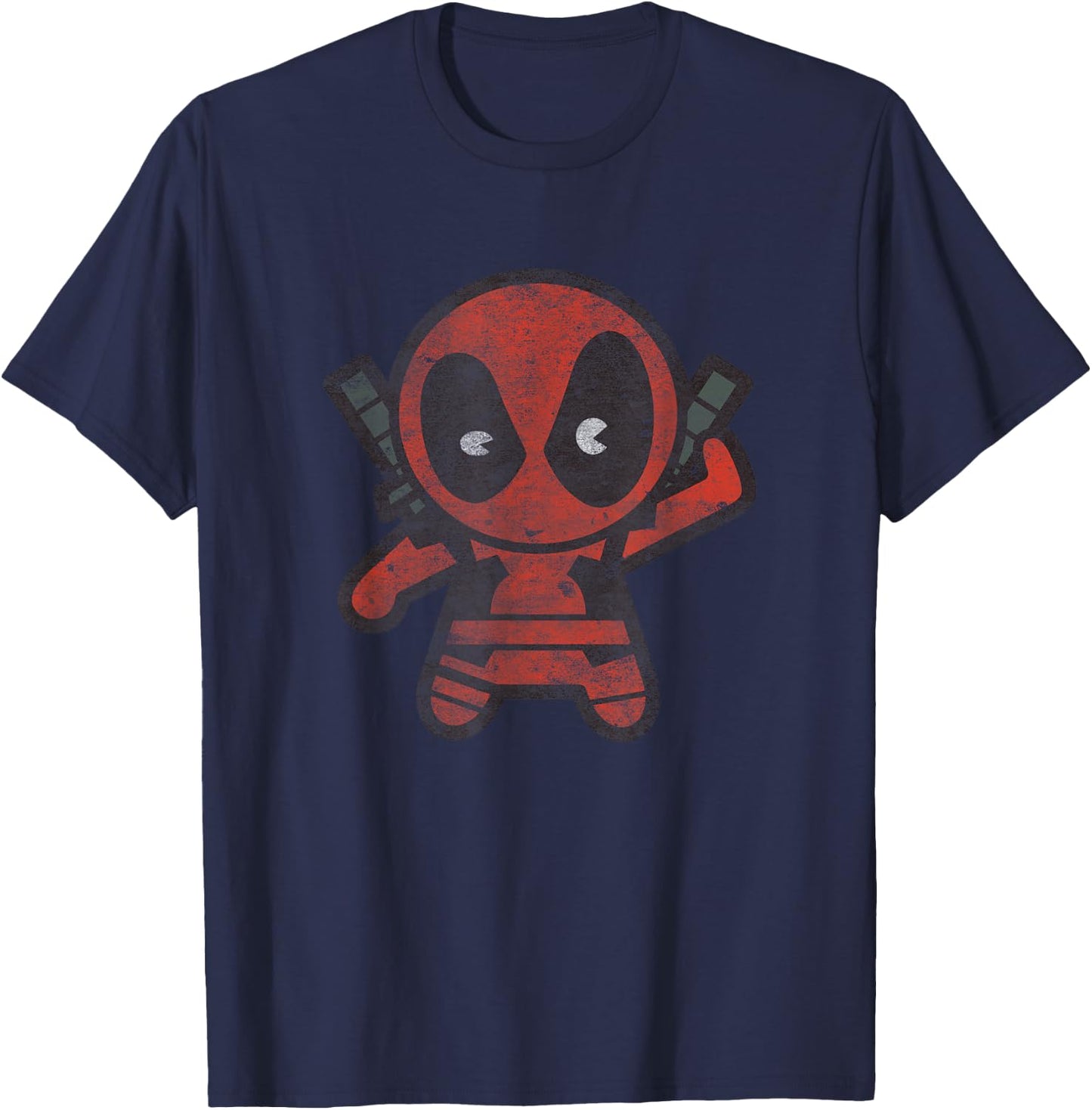 Marvel Kawaii Chibi Deadpool Sassy Portrait Distressed V2 T-Shirt - T-Shirt | Navy