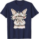 Cute Bunny with Floral Crown Illustration T-Shirt - T-Shirt | Navy