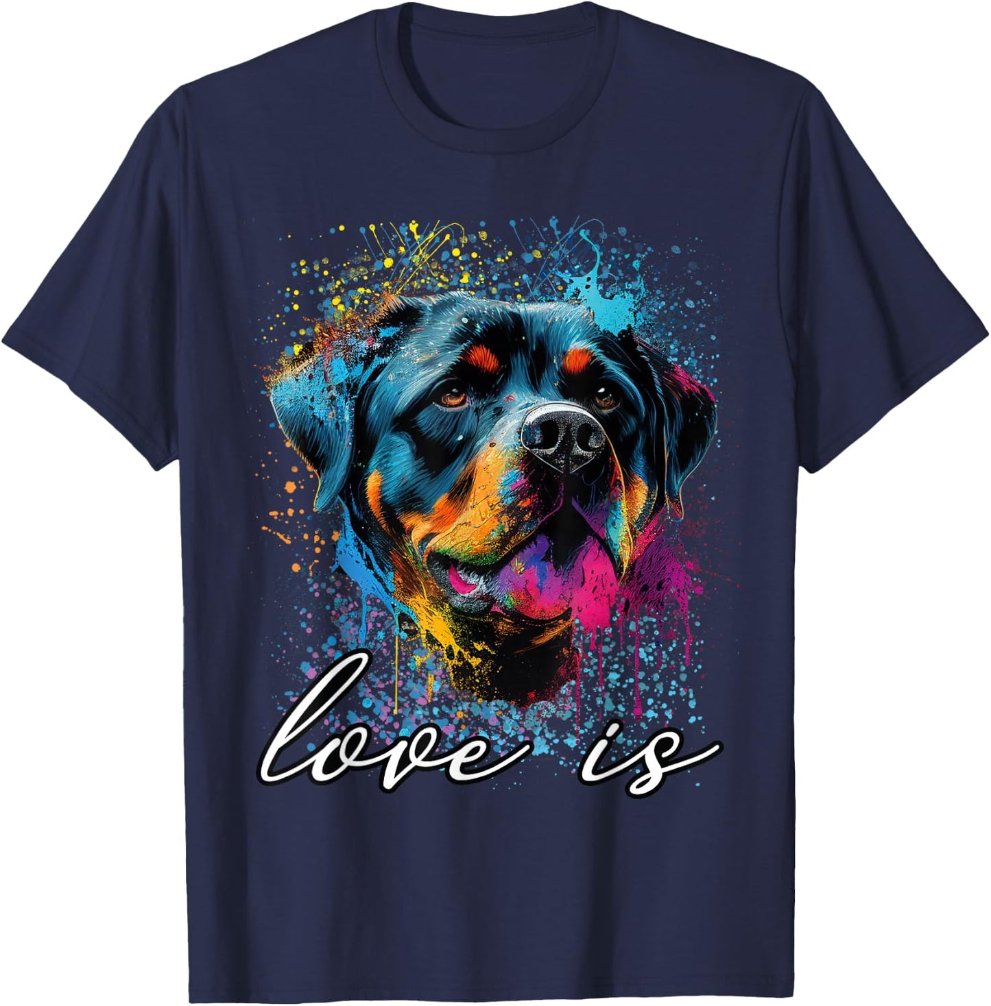 Colorful Splash Art Liebe ist mein Rottweiler Rottie Mama T-Shirt - T-Shirt | Navy