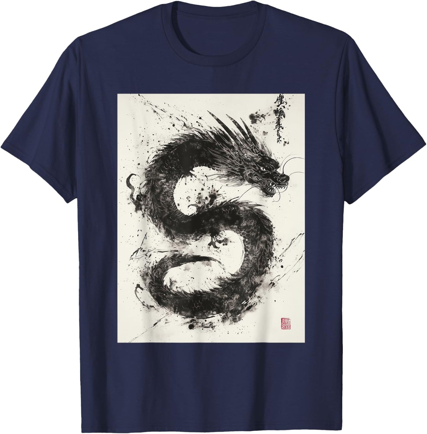Japanese Dragon Art T-Shirt - T-Shirt | Navy