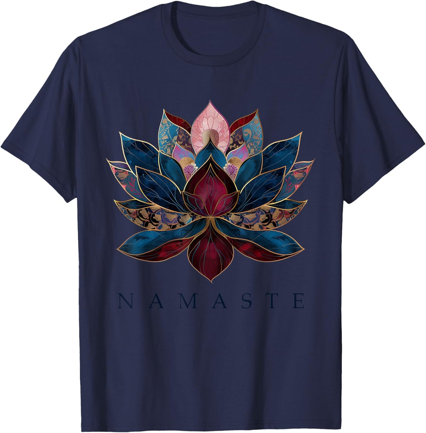 Namaste Lotus Flower Zen Buddhism Yogi Buddhist Buddha Yoga T-Shirt - T-Shirt | Navy