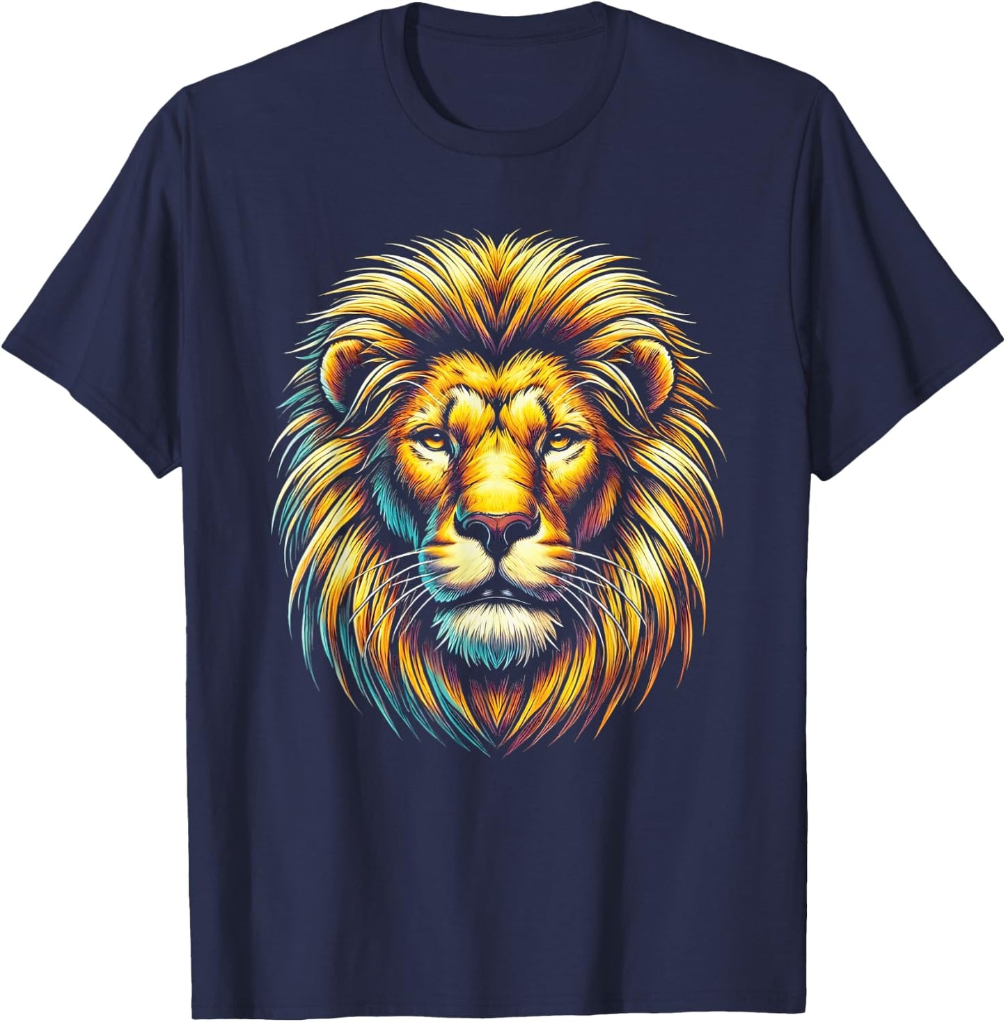 Gift Lion Lovers Men Women Kids Calm Relaxed Lion Face T-Shirt - T-Shirt | Navy
