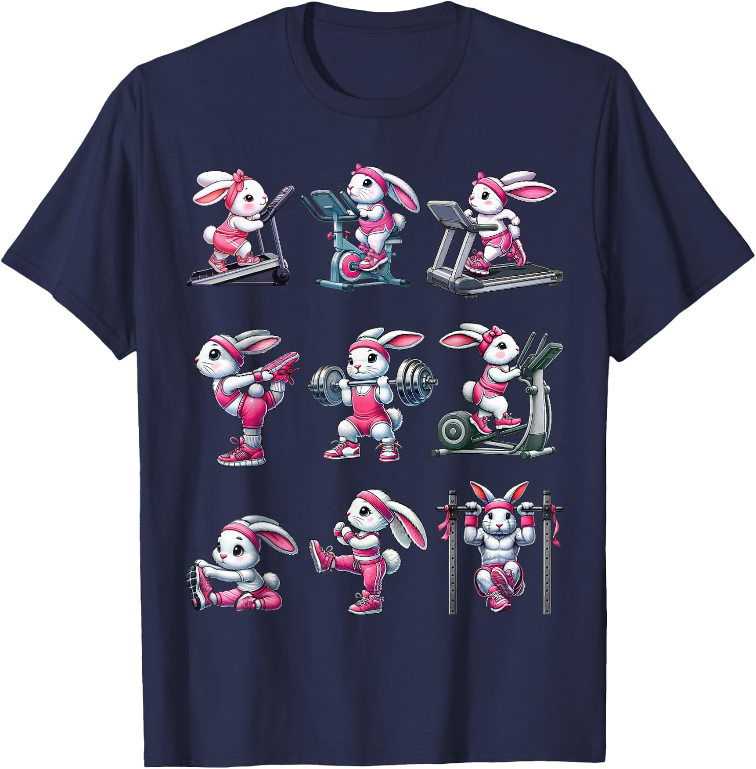 Easter Bunny Fitness Collection Gym Workout Weightlifting T-Shirt - T-Shirt | Navy