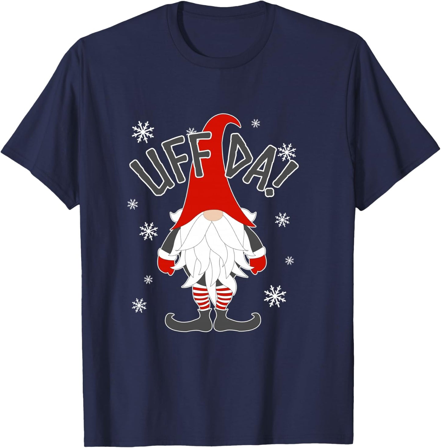 Uff Da Danish Gnome Scandinavian Tomte Nordic Christmas T-Shirt - T-Shirt | Navy